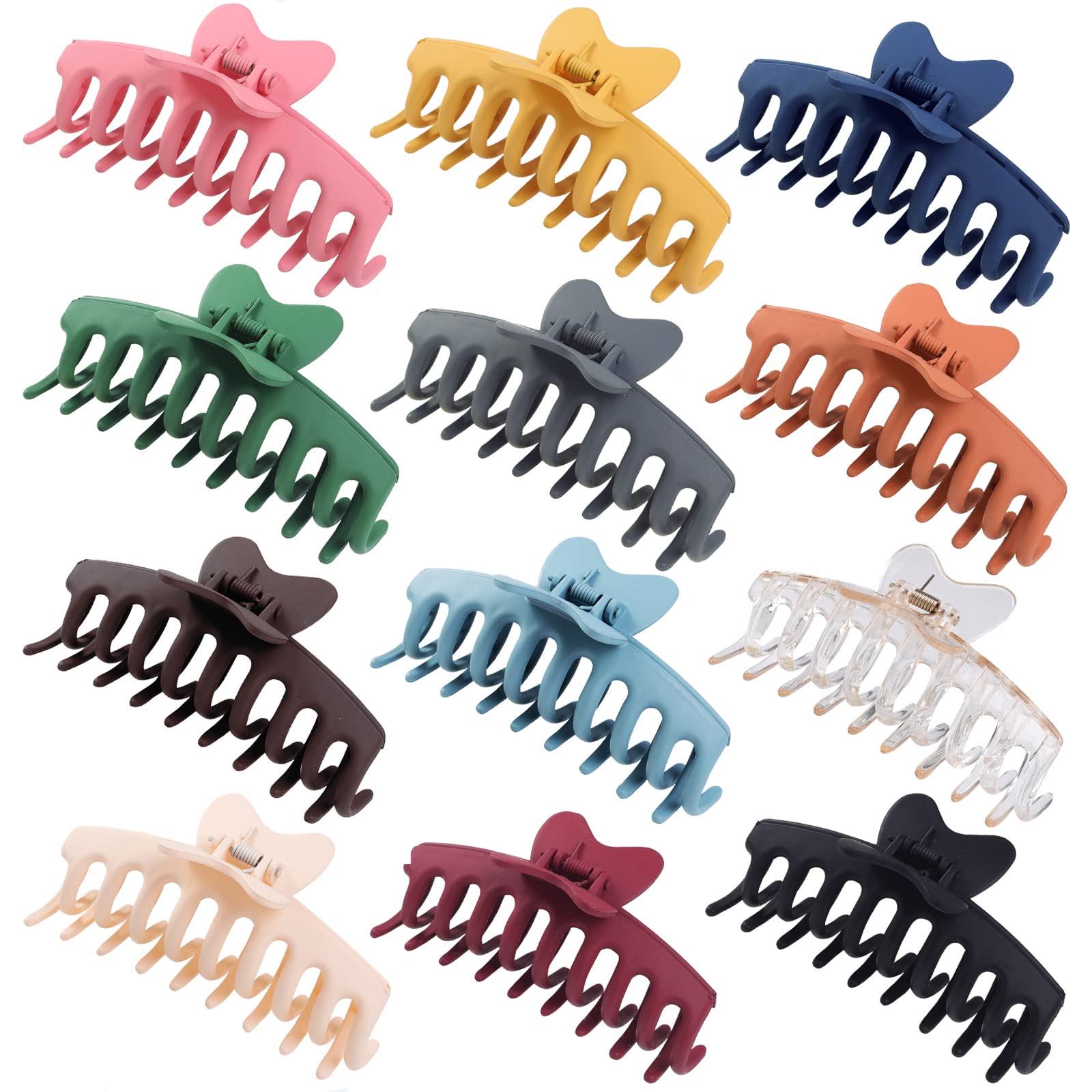 Sisiaipu 12 Pack Large Butterfly Hair Clips for Women - Colorful Matte Banana Clips with Strong Hold & Non-Slip Grip | Fashion Hair Accessories for Girls, Teens & Adults | Perfect for School, Work, Parties & Everyday Styling