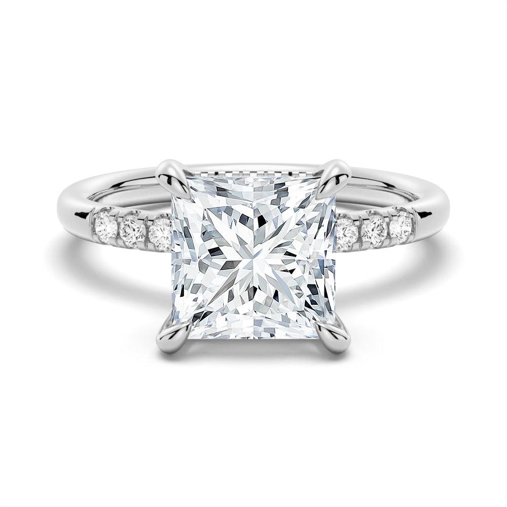 1.5ct Princess Cut Moissanite Engagement Ring with Hidden Halo - 14K White Gold Wedding Band for Women - Perfect Proposal Gift for Her - Ideal for Anniversaries, Valentine's Day & Special Occasions