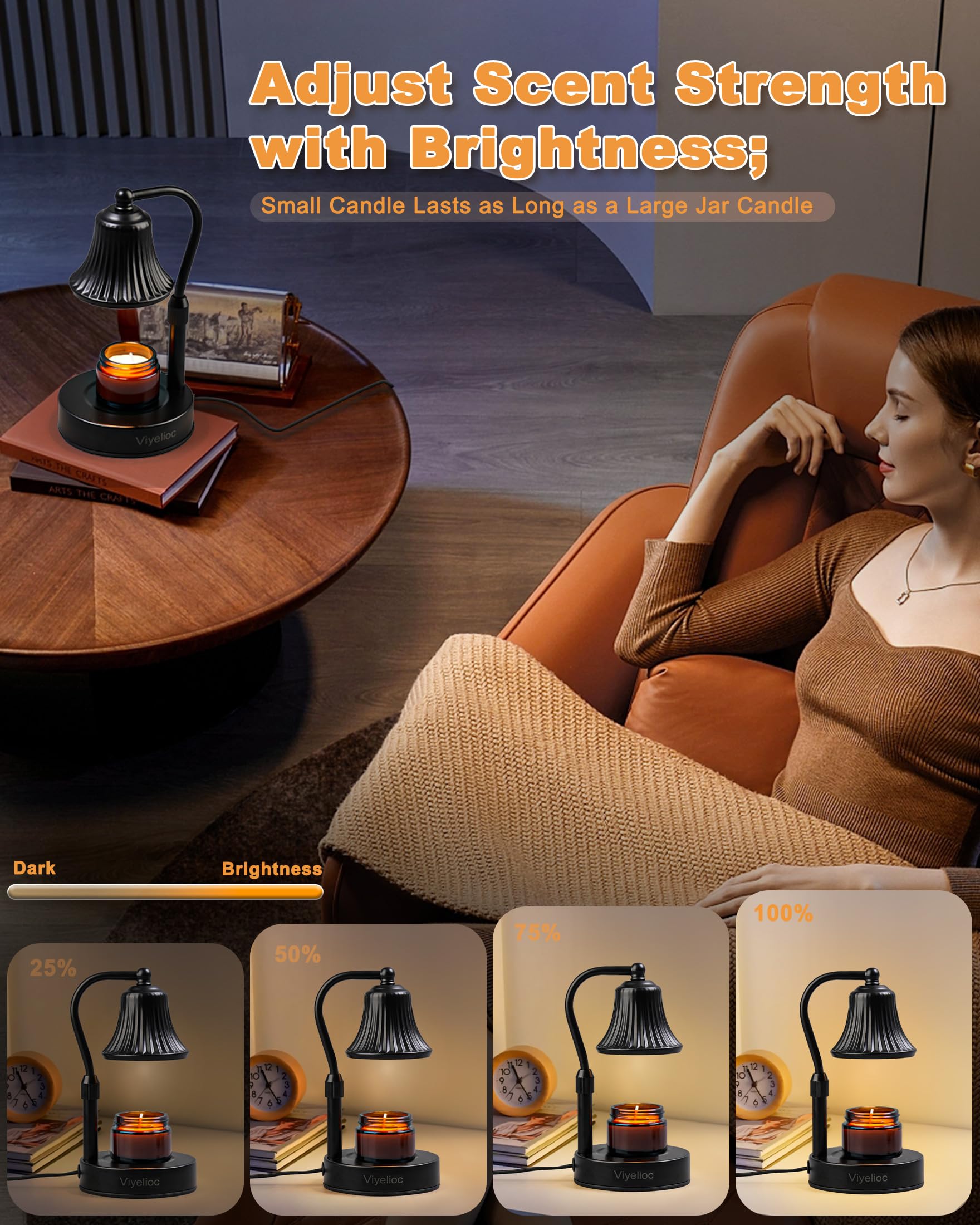 Candle Warmer lamp with timer and dimmer, adjustable height, includes 2 bulbs - perfect for home decor, bedroom ambiance, and as housewarming or birthday gifts for women. Ideal for aromatherapy, relaxation, and creating a cozy atmosphere.