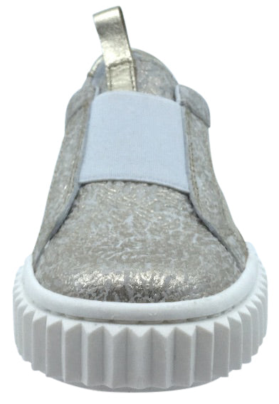 Naturino Kids Gold Metallic Leather Slip-On Sneakers - Comfortable Low Top Casual Shoes for Boys & Girls | Perfect for School, Playdates & Everyday Wear