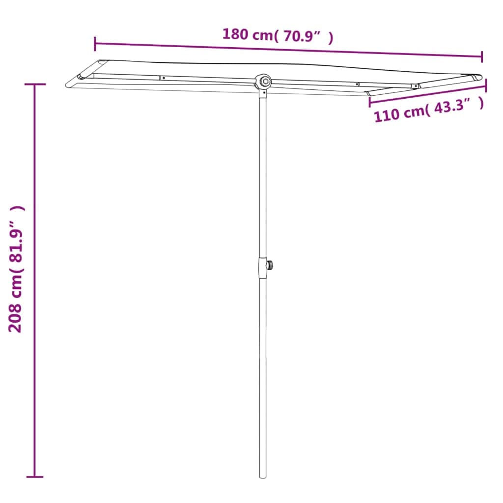 vidaXL 9ft Garden Parasol with Aluminum Pole - Patio Sun Shelter Umbrella for Outdoor Dining, Poolside, and Backyard Relaxation