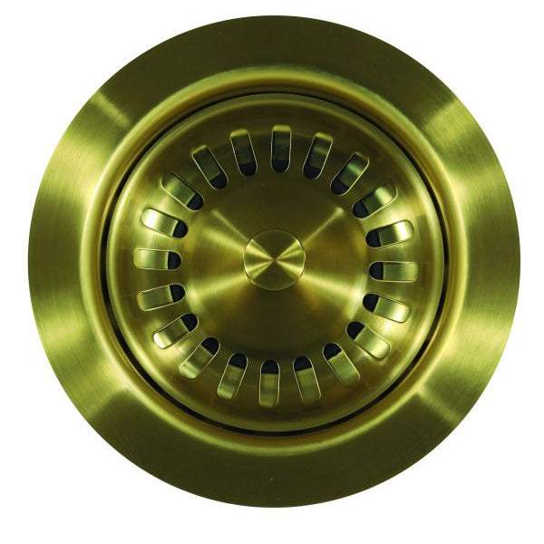Hamat BAS 2000 BB 3 1/2 Inch Brushed Brass Basket Strainer - Durable Kitchen Sink Filter for Easy Food Waste Disposal & Plumbing Protection