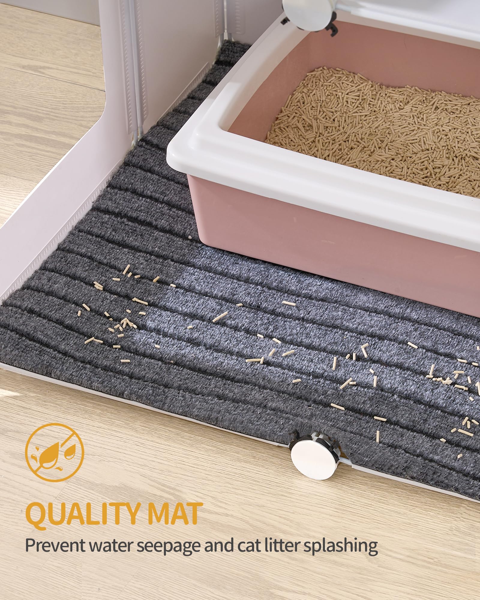 Premium Cat Litter Box Enclosure with Mat - Splash Proof Covered Litter Box Furniture with Storage (23.7