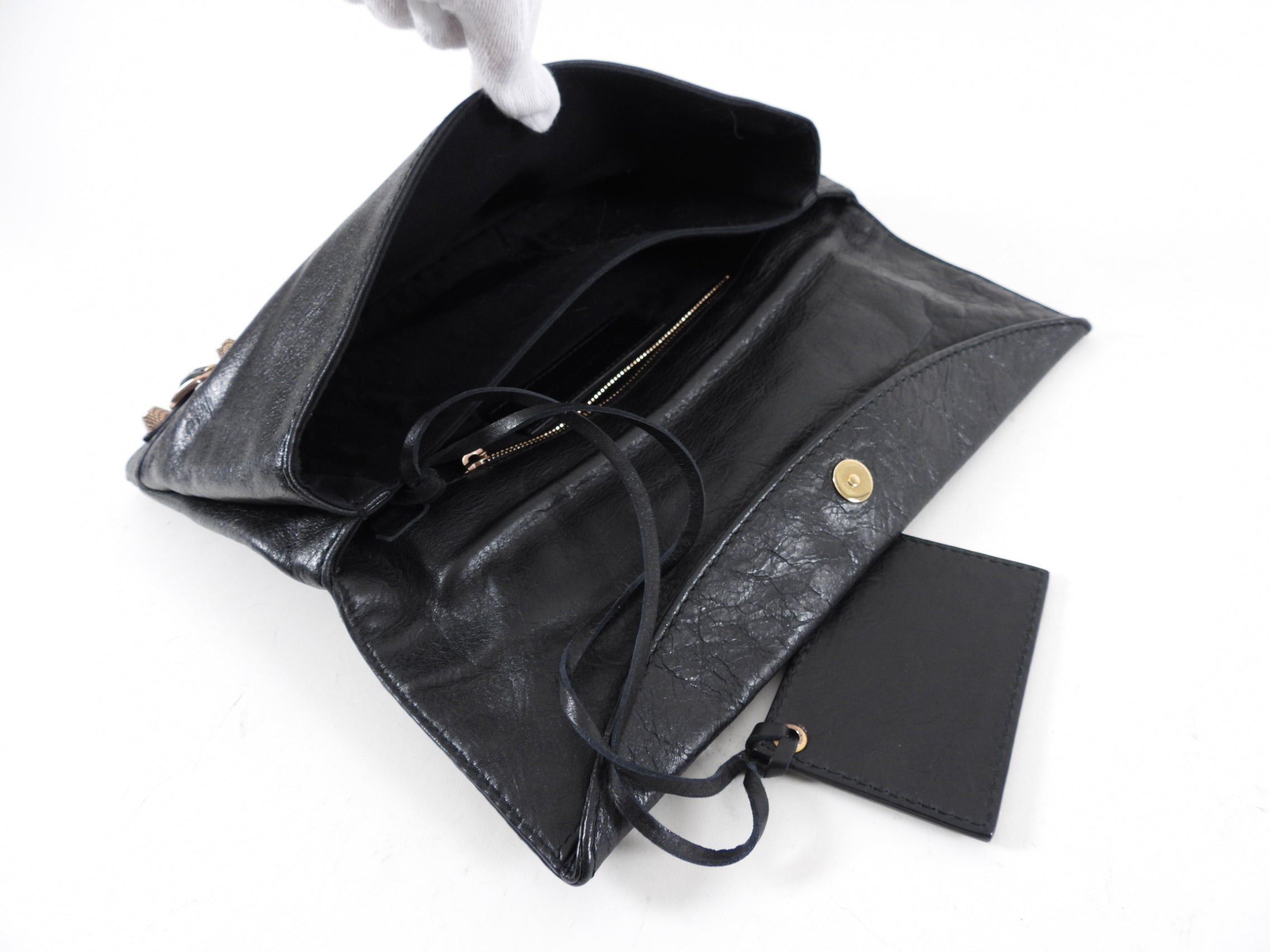 Balenciaga Giant 12 Black Leather Arena Clutch Bag for Women | Luxury Designer Handbag | Perfect for Evening Parties, Date Nights & Special Occasions