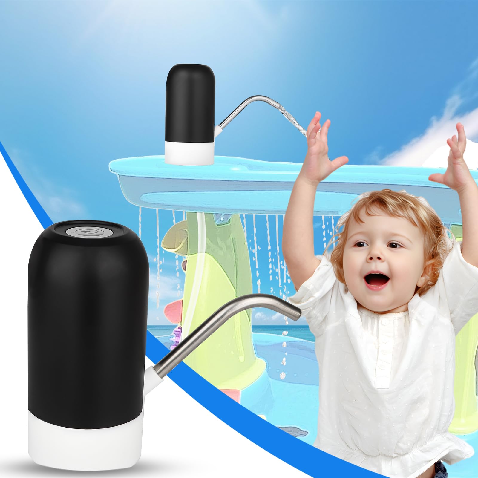LBAIBB Portable Mini Water Pump for Kids Water Play Table - Continuous 2-Hour Operation, Compatible with Most Toy Water Tables - Ideal for Outdoor Play, Backyard Fun & Sensory Activities