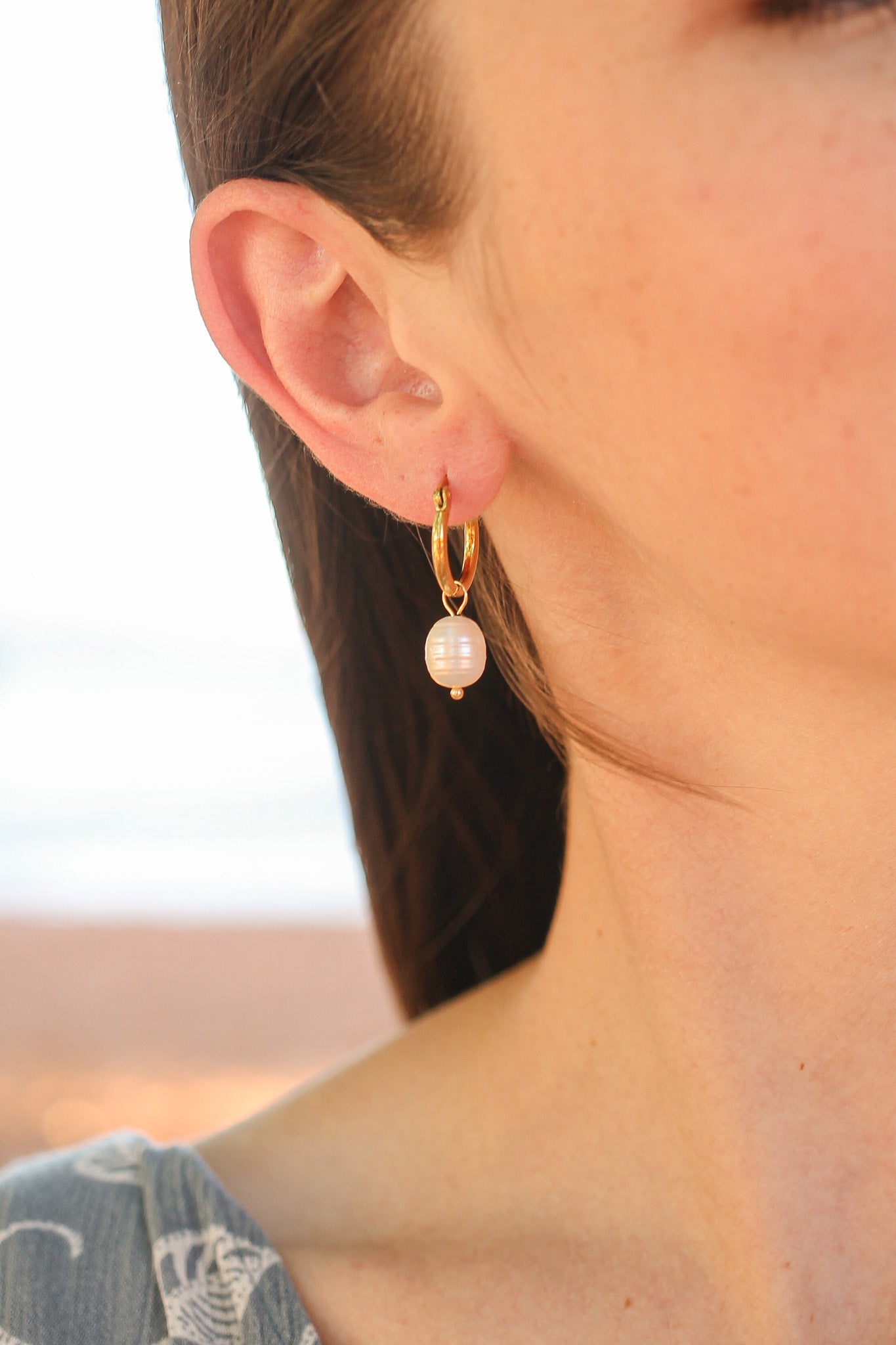 Elegant Freshwater Pearl Cape Cod Hoop Earrings - Perfect for Weddings, Parties & Everyday Wear