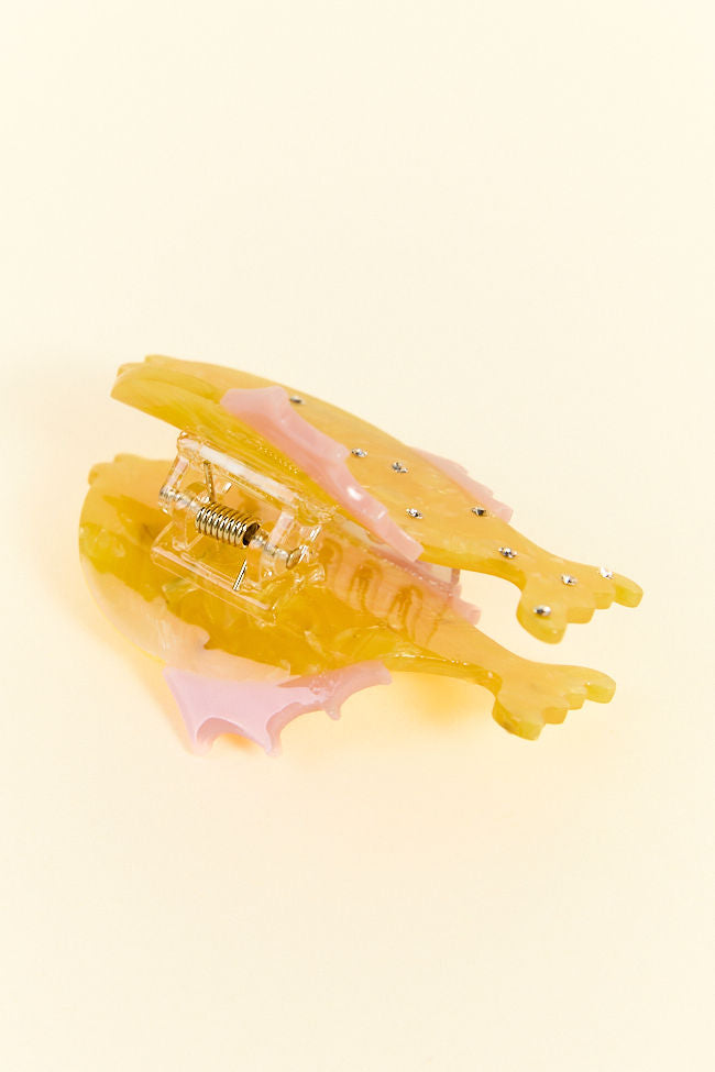 Yellow Fish Claw Hair Clip - Trendy Hair Accessories for Women & Girls - Perfect for Beach, Pool, and Summer Outfits