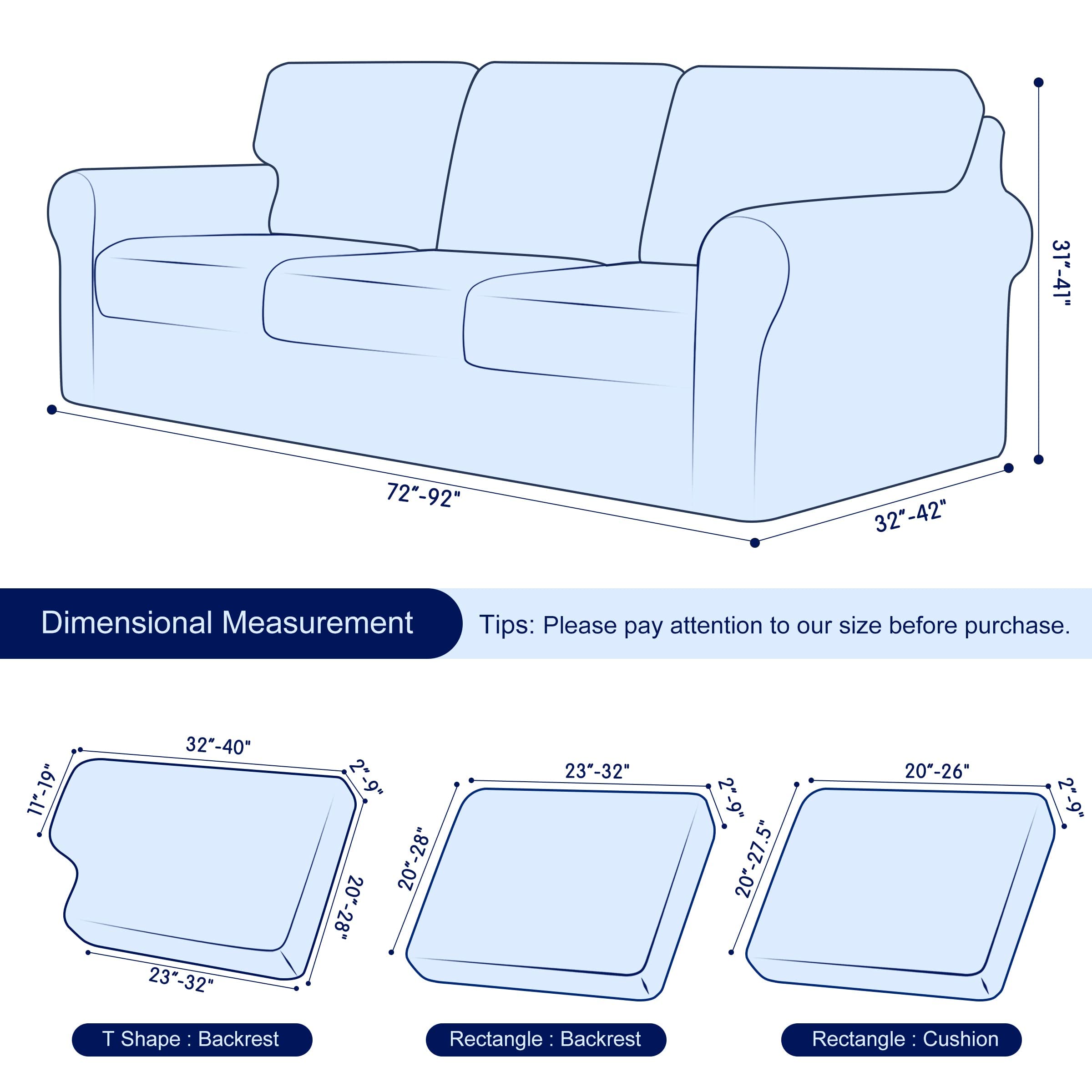 SUBRTEX 5-Piece Loveseat Cover & 7-Piece Sofa Cover Set - Stretchable Couch Slipcover with Separate Backrest & Cushion Covers - Fits Medium & Large Couches (Ivory) - Perfect for Living Room, Home Theater & Family Gatherings