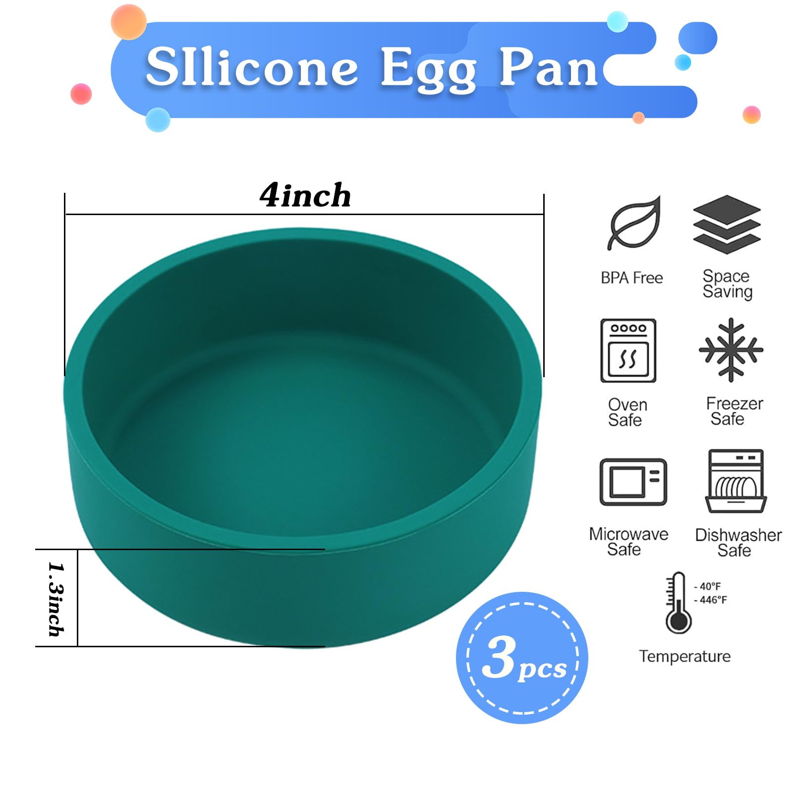 Non-Toxic Silicone Egg Bite Molds for Air Fryer - 3-Piece Reusable Microwave Egg Cooker Set | BPA Free, Dishwasher Safe & Multi-Colored | Perfect for Keto Breakfast, Meal Prep & Healthy Snacks