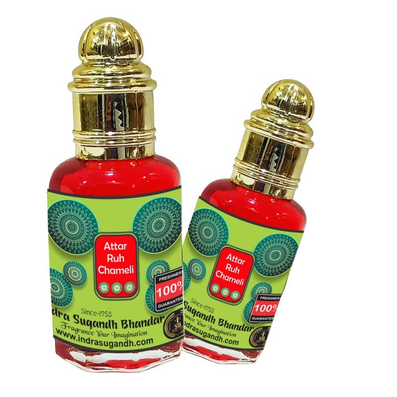 INDRA SUGANDH BHANDAR Pure Chameli Attar Perfume Oil - Long Lasting Fragrance for Men & Women (12ml Roll-On) | Pooja Ritual Use, Romantic Occasions & Daily Wear