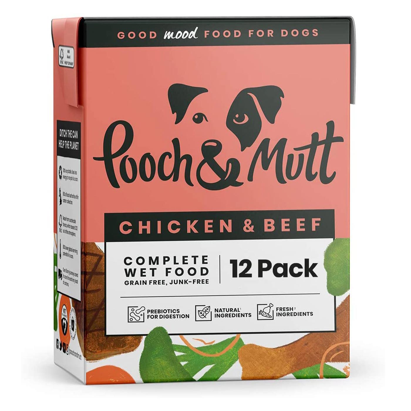 Pooch & Mutt Natural Grain-Free Chicken & Beef Dry Dog Food - 12 Pack Case | High Protein Adult Dog Kibble for Sensitive Stomachs | Perfect for Home Feeding & Travel
