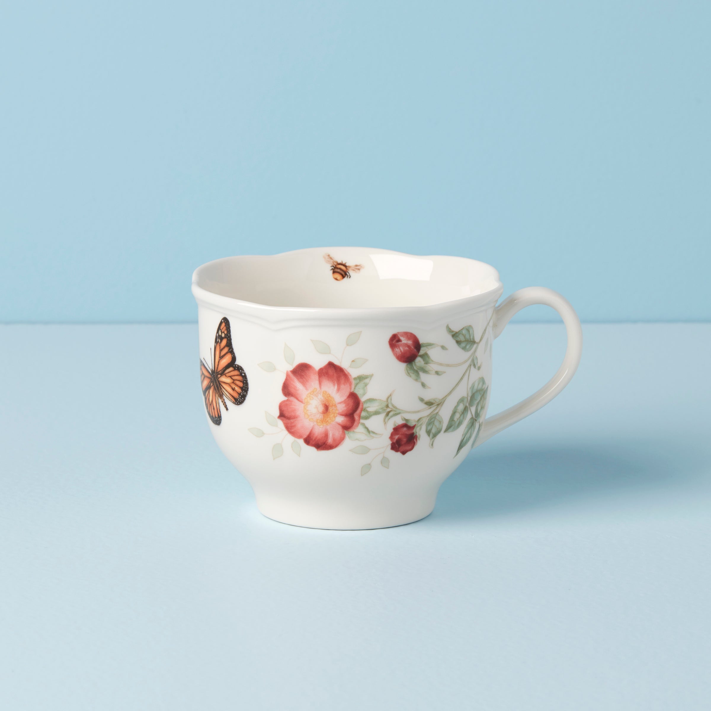 Butterfly Meadow Latte Mugs Set of 2 - Elegant Floral Coffee Cups for Home, Cafe & Gifts | Perfect for Morning Coffee, Tea & Hot Chocolate