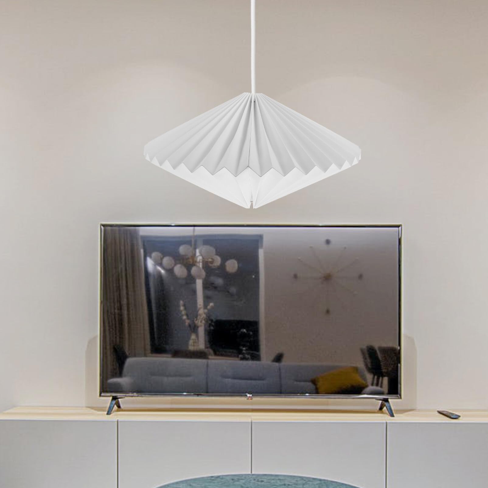 Elegant Pleated Paper Lamp Shade - Foldable Origami Hanging Lantern for Home & Hotel Decor | Perfect for Bedroom, Living Room & Wedding Lighting