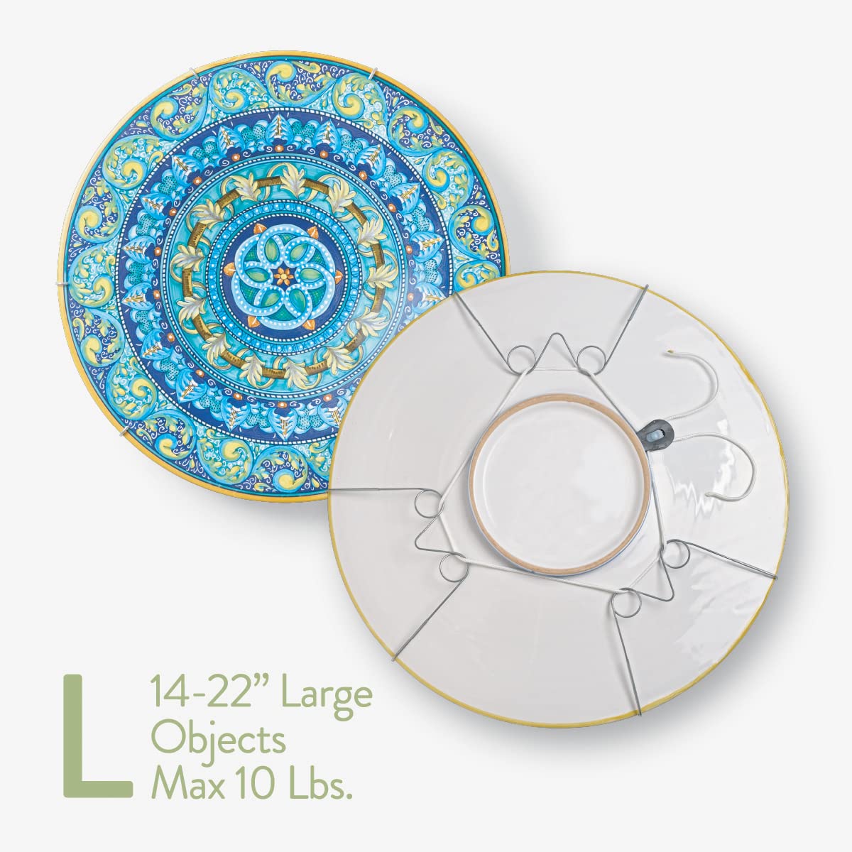 Adjustable Plate Hanger for Round Plates & Bowls (14-22 Inch Diameter, 8 lbs Capacity) - Wall Mount Display for Decorative Platters, Chargers & Kitchenware - Perfect for Home Decor, Dining Room Wall Art & Plate Collections