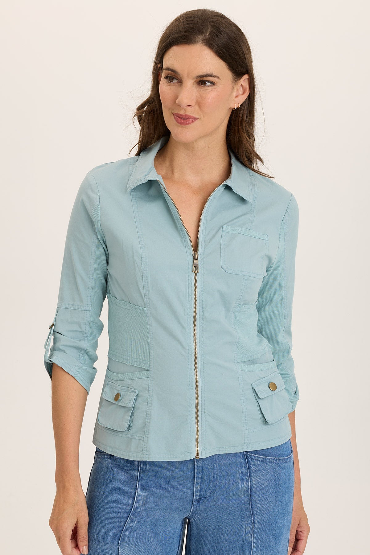 Wexel Poplin Stretch Fitted Cargo Jacket for Men - Lightweight Water-Resistant Outdoor Workwear & Casual Style
