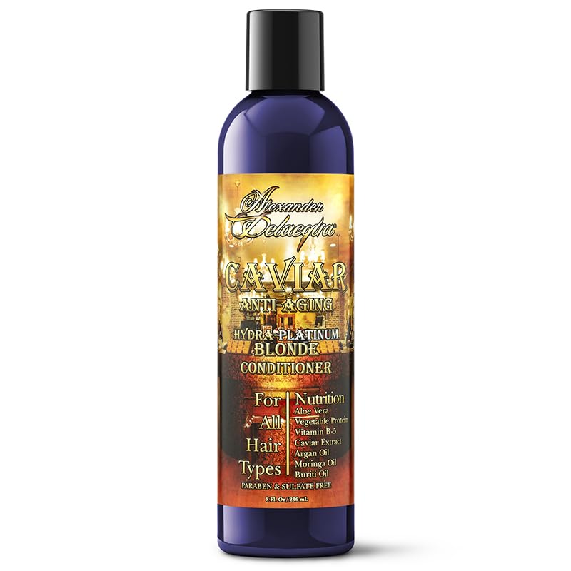 Delacqua Alexander Blonde Conditioner with Caviar - 8oz Hydrating Hair Treatment for Blonde & Highlighted Hair | Salon-Quality Care for Dry, Damaged Hair at Home