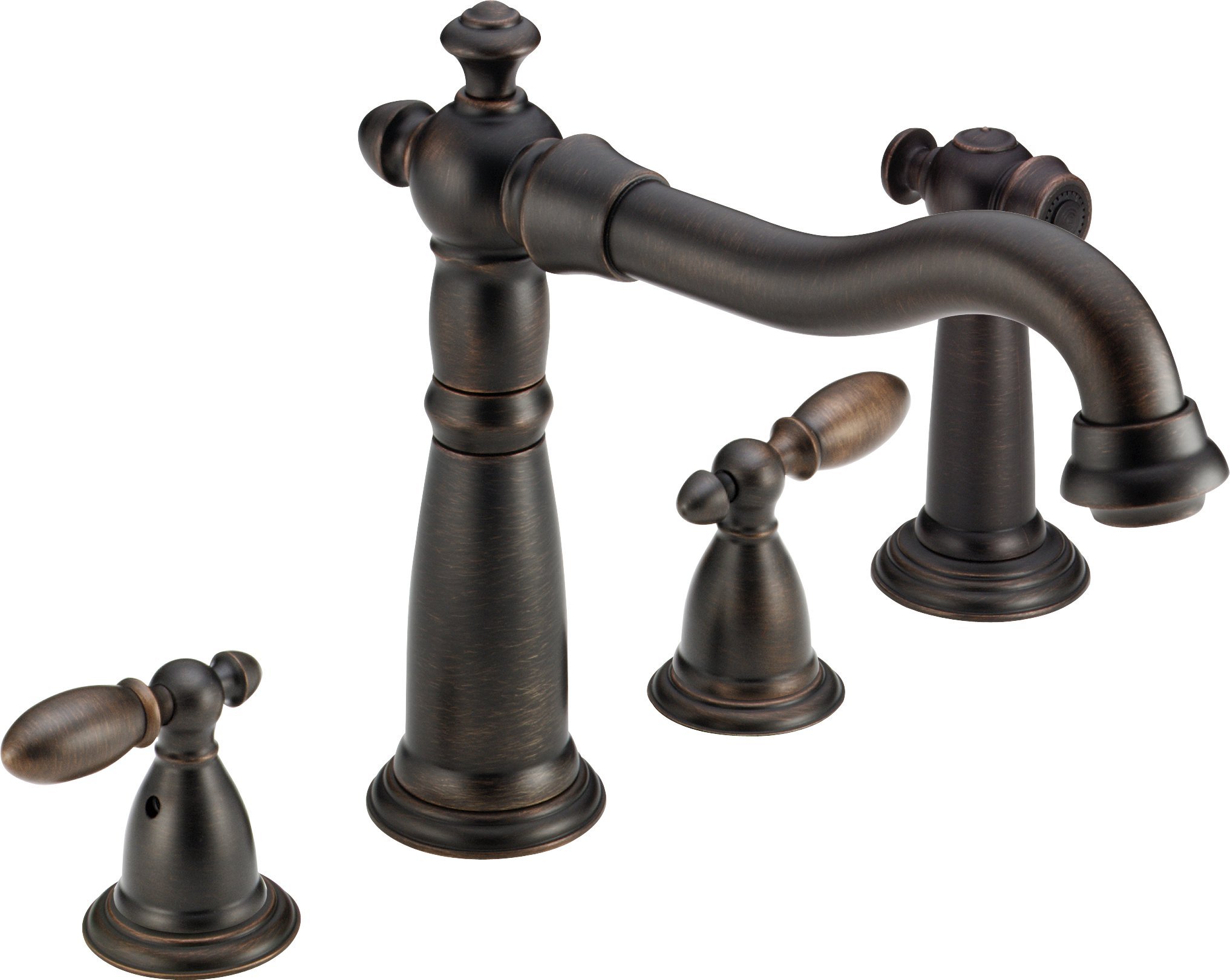Delta Faucet Victorian 2-Handle Widespread Kitchen Sink Faucet with Side Sprayer in Venetian Bronze 2256-RB-DST - Perfect for Farmhouse & Traditional Kitchen Designs