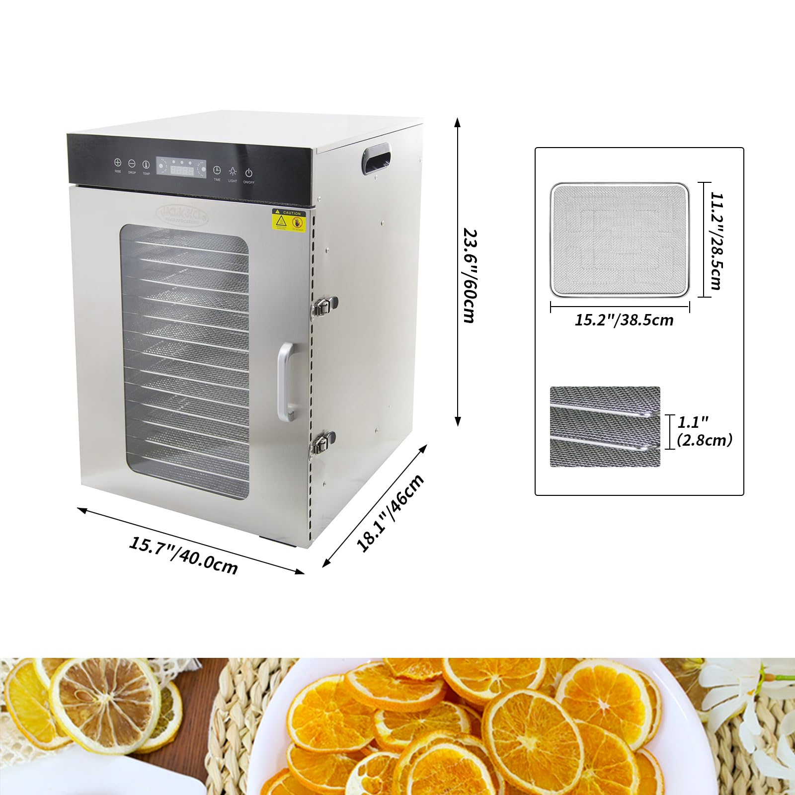 Premium 1350W Stainless Steel Food Dehydrator with 16 Trays - Digital Temperature Control & 24H Timer for Jerky, Meat, Fruit, Herbs, Mushrooms, Vegetables - Perfect for Home Drying, Healthy Snacks, and DIY Pet Treats - Commercial-Grade Food Dryer for Kitchen, Camping, and Food Preservation
