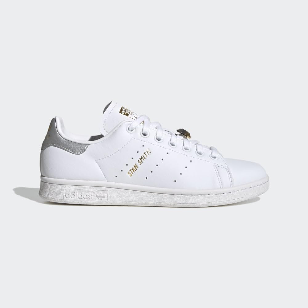 Adidas Originals Women's Stan Smith Sneakers - White/Silver Metallic/Gold Metallic Size 10 | Classic Comfortable Tennis Shoes for Women | Perfect for Casual Wear, Gym & Everyday Fashion