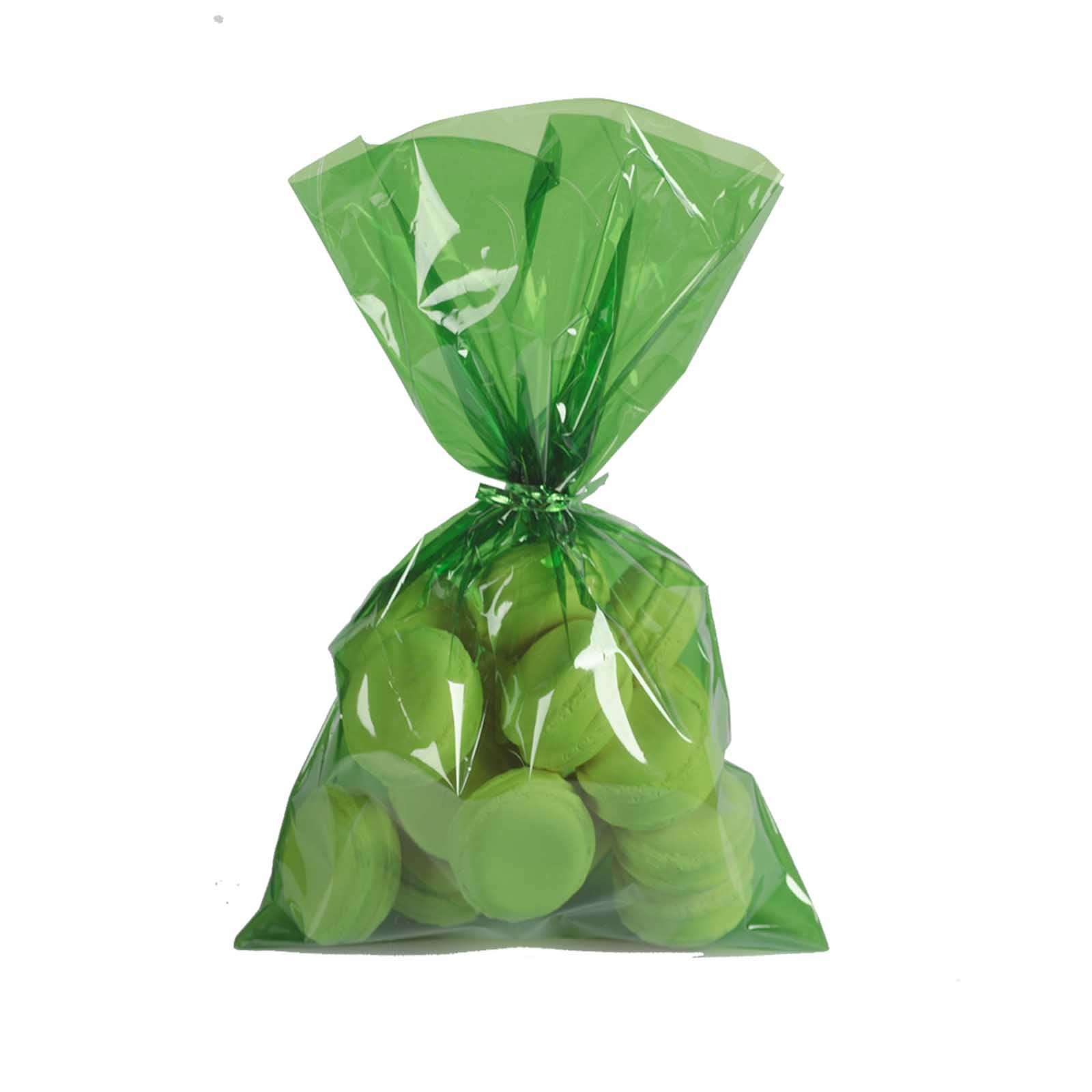 Woparty 6x9 Inch Green Clear Cellophane Treat Bags - Pack of 50 | Cello Cookie & Candy Plastic Bags for Parties, Weddings, Baby Showers & Gift Packaging