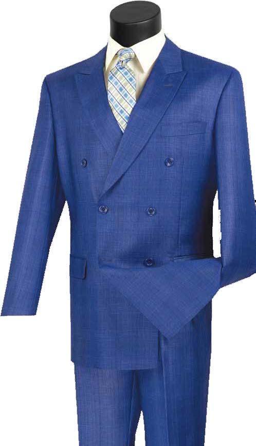 Executive Double Breasted Regular Fit Glen Plaid Suit - Navy Blue | Premium Business Attire for Office Meetings & Formal Events