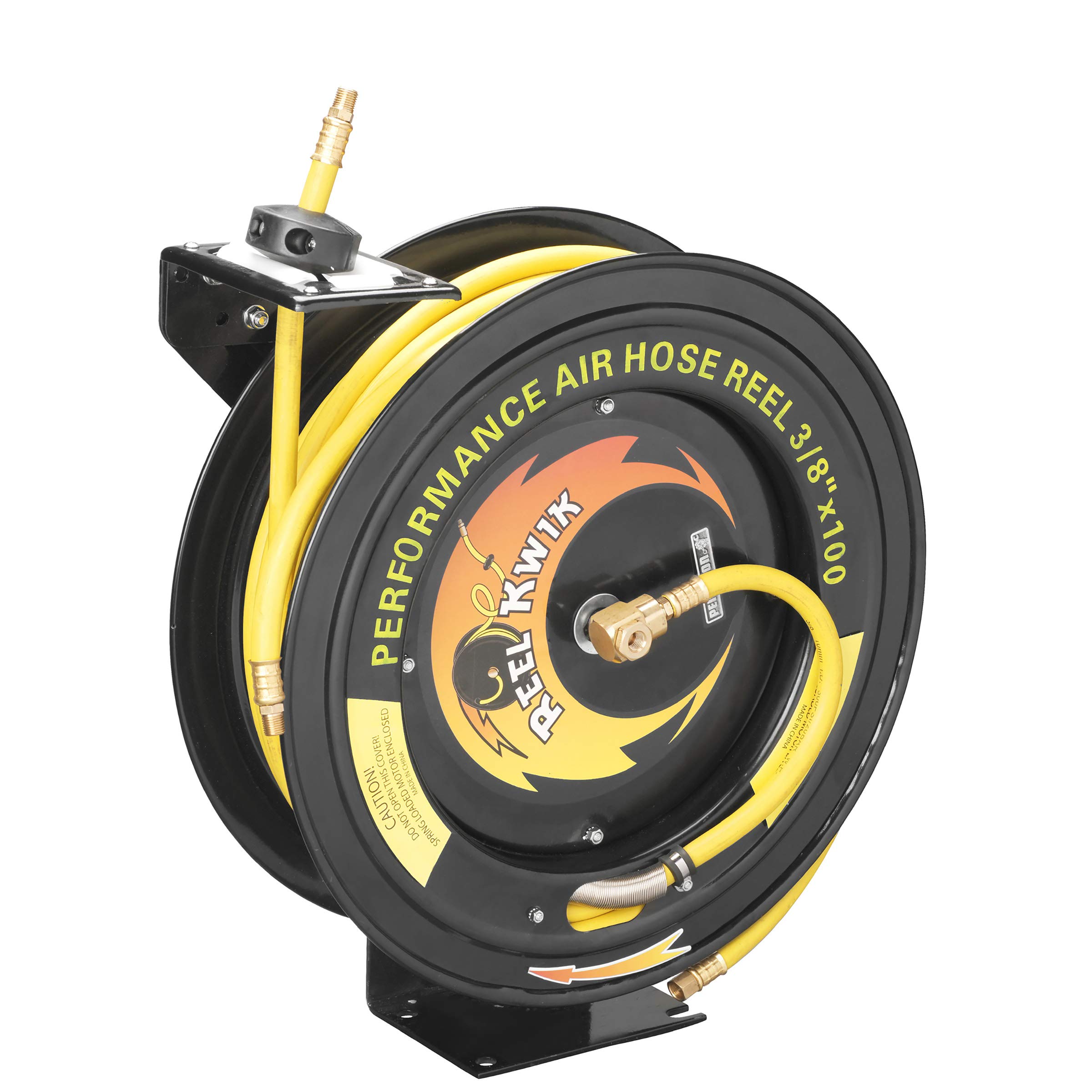 Heavy Duty Retractable 100-Foot Air Compressor Hose Reel by Pentagon Tools - Professional Grade for Garages, Workshops & Auto Repair Shops