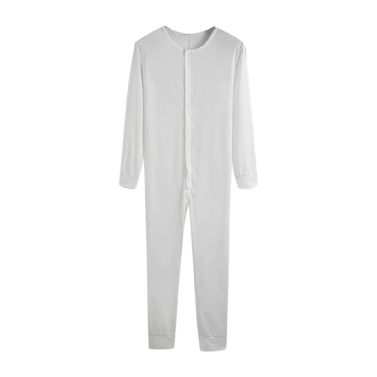 Men's One Piece Pajamas - Adult Button-Up Jumpsuit with Stand Collar & Open Hip Design | Soft Cotton Sleepwear for Home, Lounge & Relaxation | Perfect for Winter Nights, Movie Time & Cozy Weekends