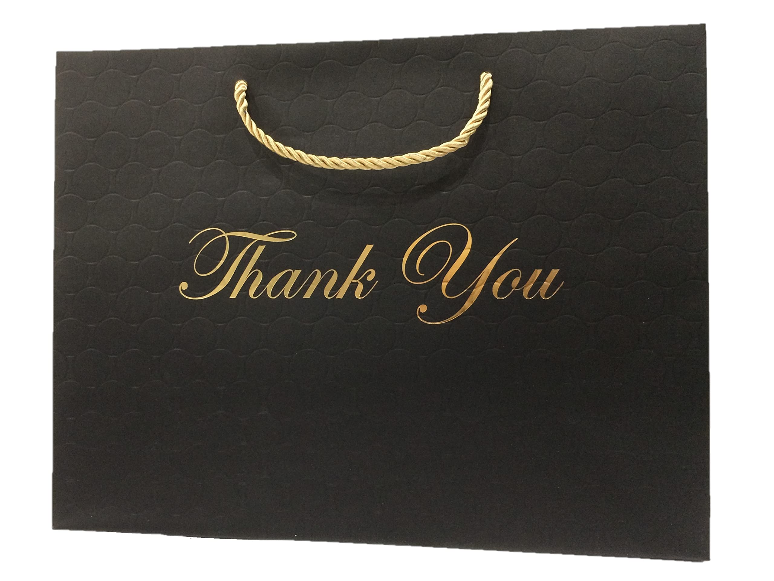 Bulk 120 Pack MODEENI Large Thank You Gift Bags - 13x5x10 Inches Black Paper Shopping Bags with Handles - Perfect for Small Business, Retail, Party Favors & Wedding Favors