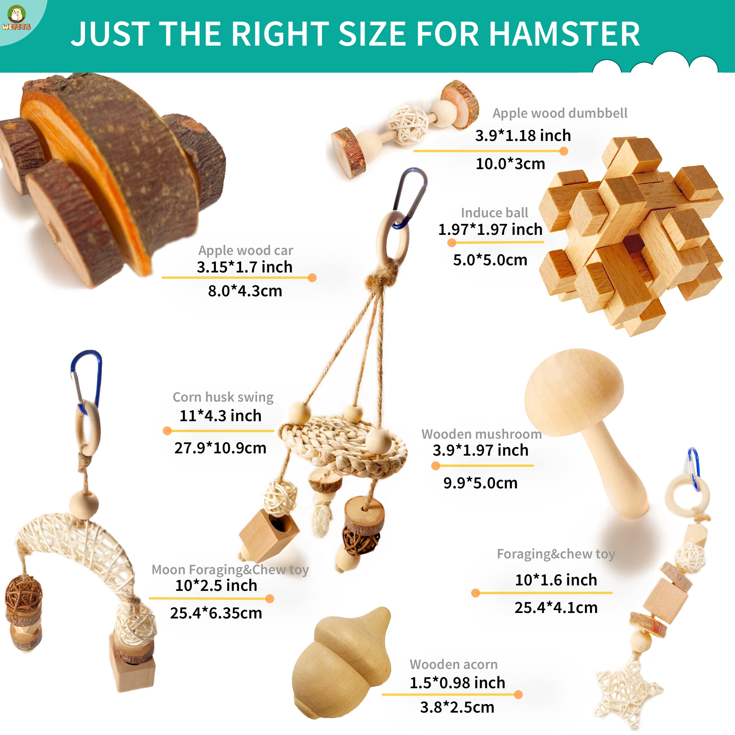 **Hamster Chew Toys for Small Pets - Fun Dental Toys for Hamsters, Gerbils, Mice & Rats - Natural Wood Chews to Reduce Boredom & Promote Teeth Grinding - Perfect for Cage Enrichment & Playtime**