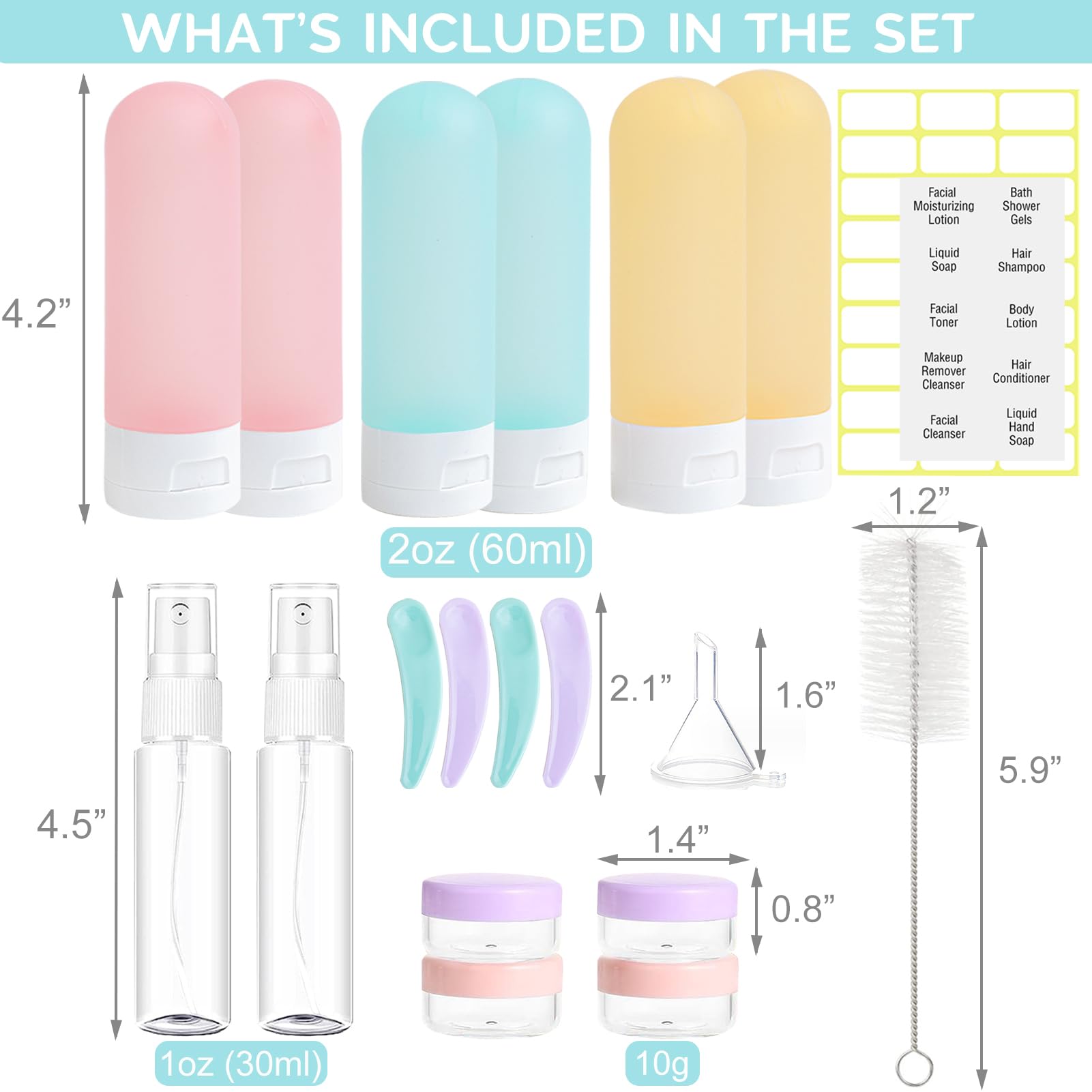 20 Pack TSA Approved Leak Proof Travel Bottles Set - Portable Refillable Toiletry Containers for Shampoo, Conditioner & Lotion | Perfect for Air Travel, Gym & Vacation Essentials