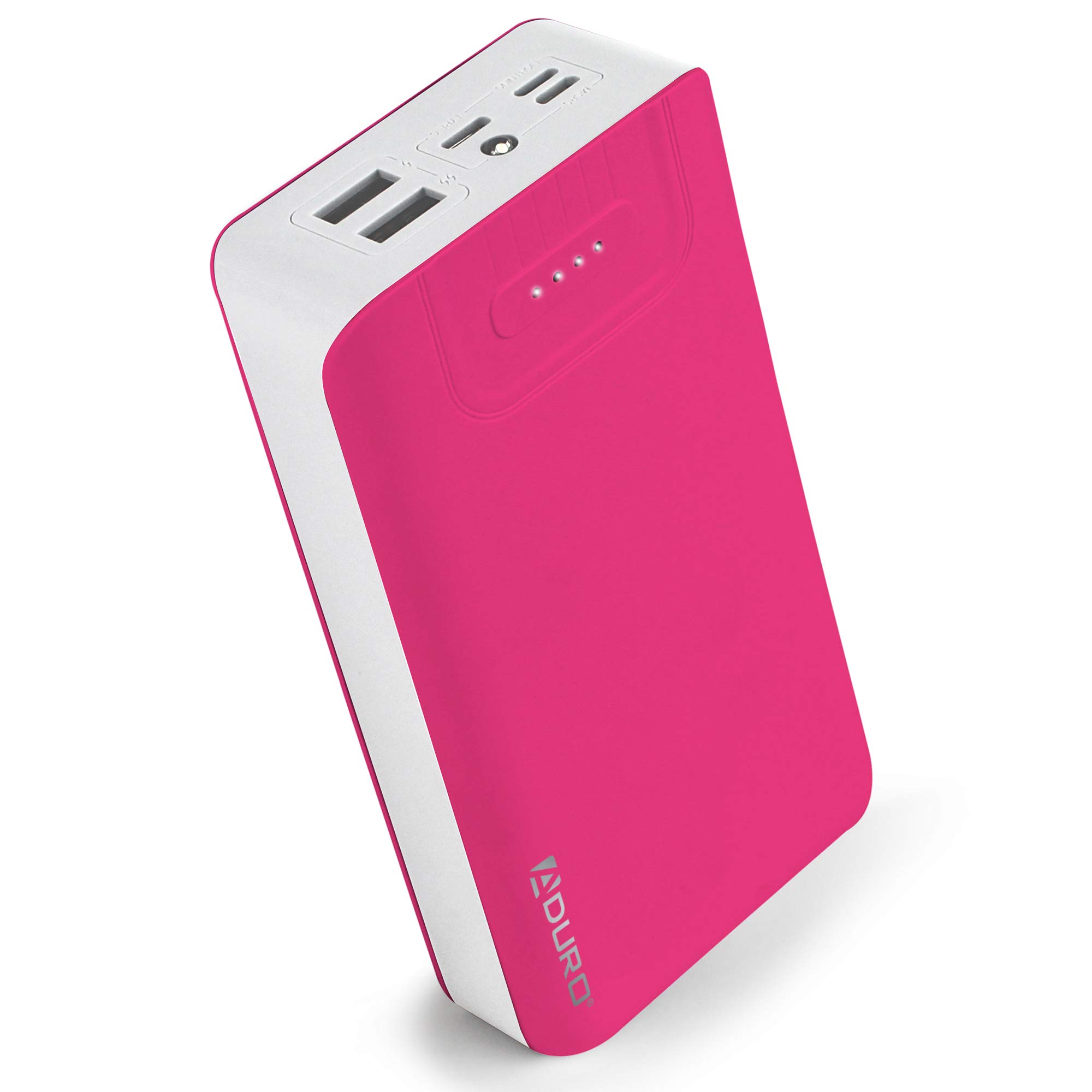 Aduro 30,000mAh Portable Charger Power Bank - High Capacity External Battery Pack with Dual USB Ports for iPhone, iPad, Samsung Galaxy, Android & USB Devices - Fast Charging for Travel, Camping & Emergency Use (Pink/White)