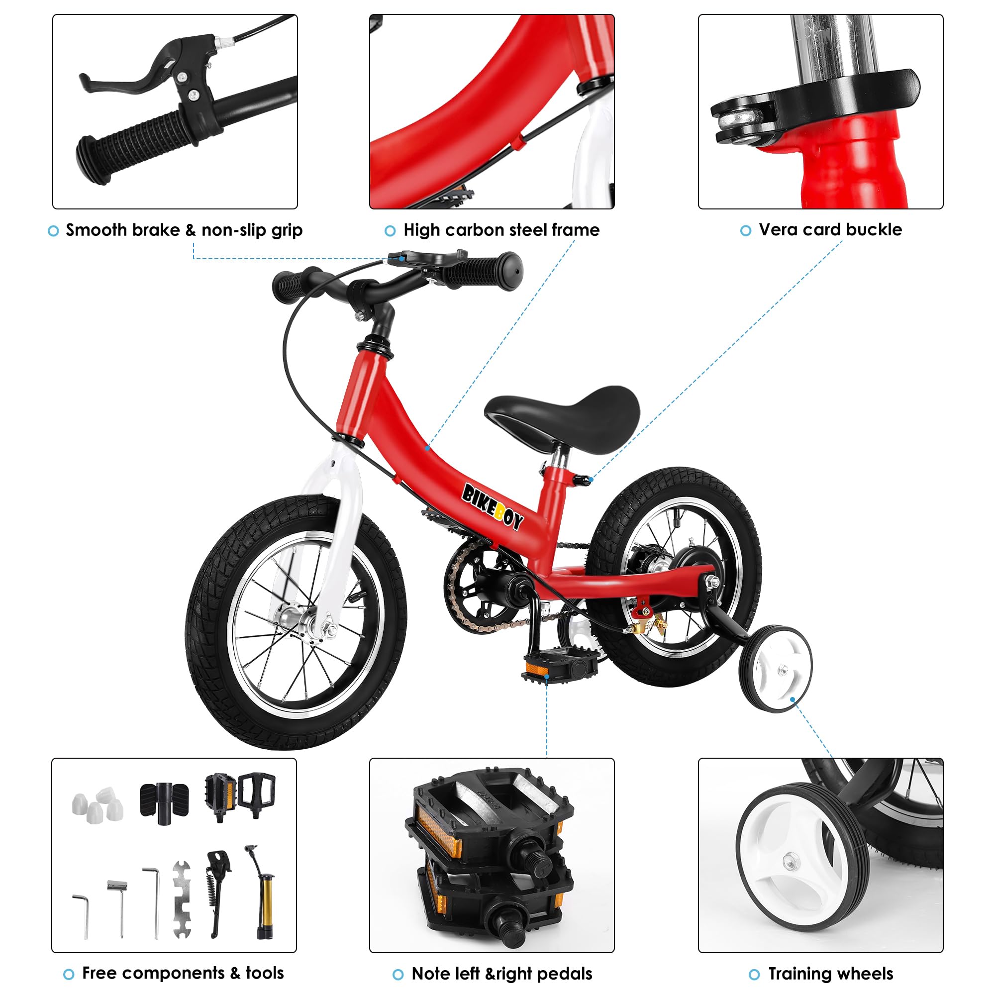 2 in 1 Balance Bike for Kids Ages 2-7 | Convertible Toddler Bike with Training Wheels & Brake | 12 14 16 Inch Wheels | Perfect for Learning to Ride & Outdoor Play
