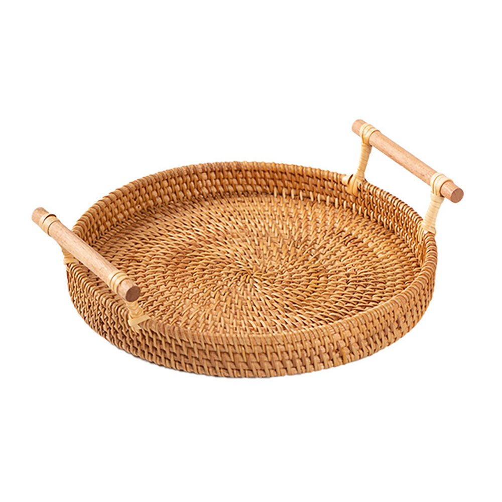 Lito Light Woven Tray - Natural Rattan Storage Basket for Home Decor | Perfect for Living Room, Bedroom & Bathroom Organization