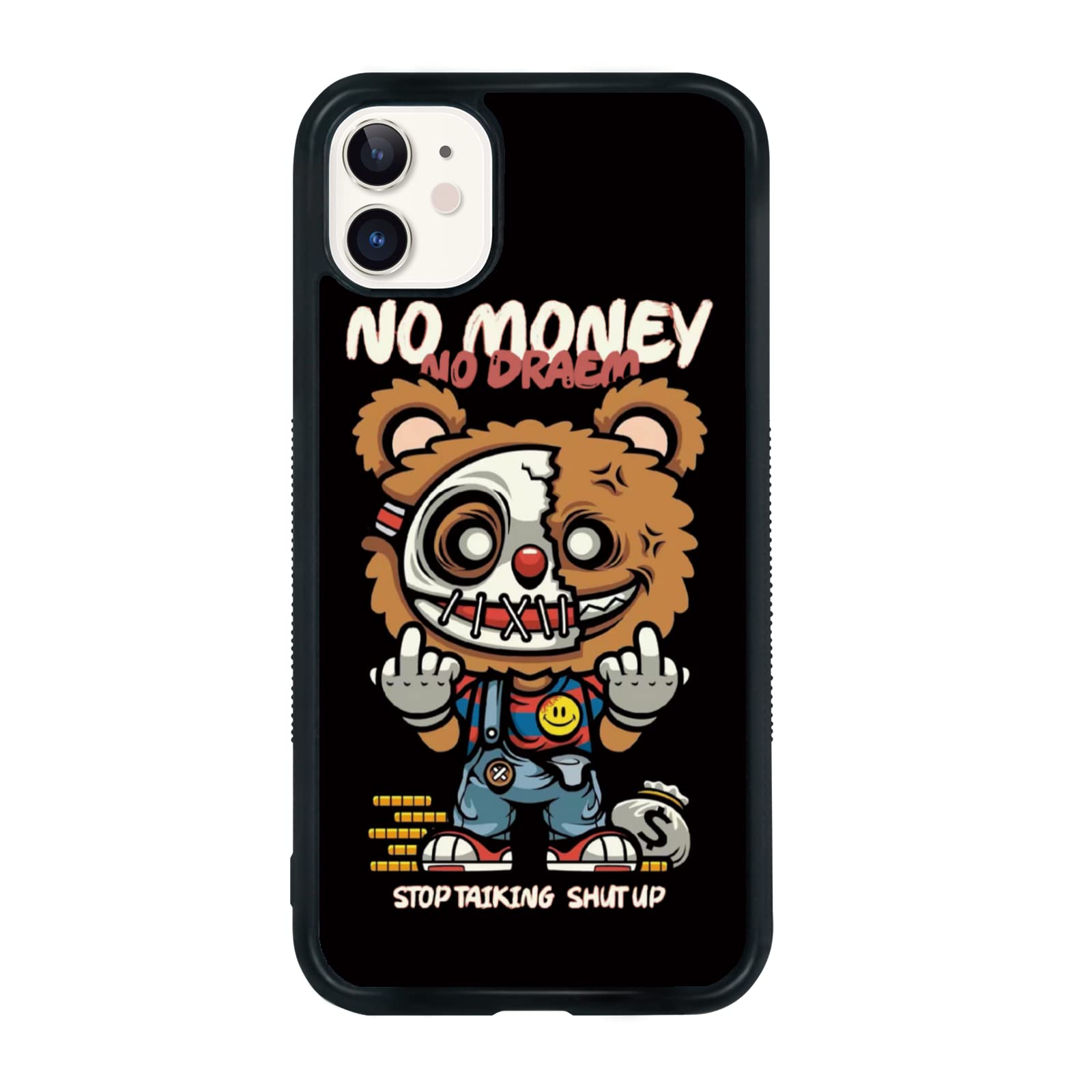 Creative Fashion Bear Phone Case for iPhone 11 - Non-Slip Pattern, Shock Absorption & Soft Silicone Frame (Black) - Perfect Gift for Teens & Kids | School, Travel & Everyday Protection
