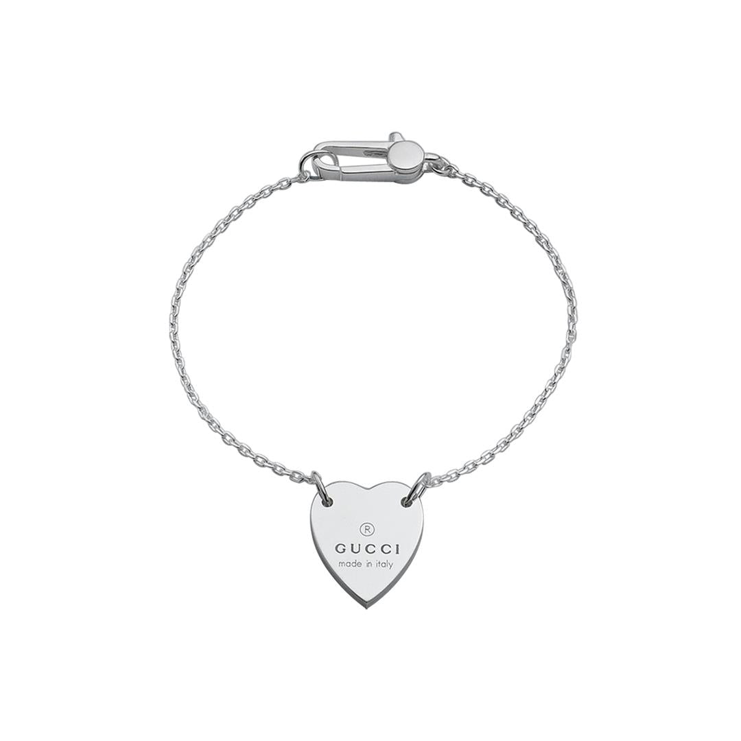 Gucci Silver Heart Trademark Bracelet for Women - Luxury Fashion Jewelry Gift for Valentine's Day, Anniversary & Special Occasions
