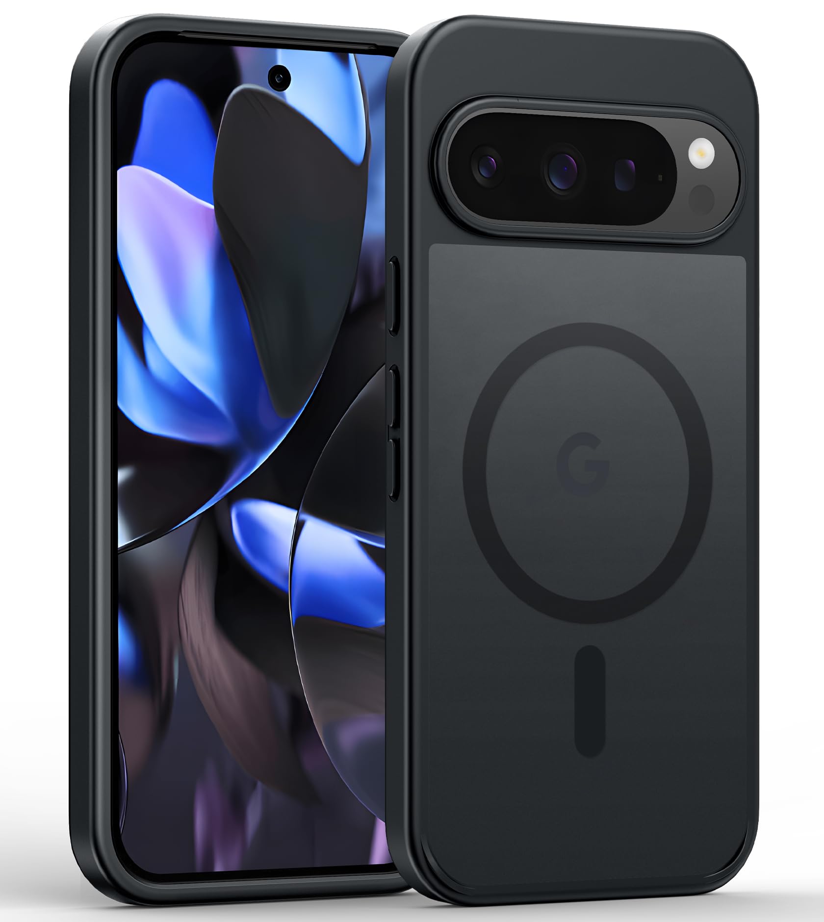 FNTCASE Magnetic Shockproof Case for Google Pixel 9 & Pixel 9 Pro (6.3 Inch) - Translucent Matte Slim Hard Cover with Military-Grade Drop Protection | Perfect for Outdoor Activities, Travel & Daily Use