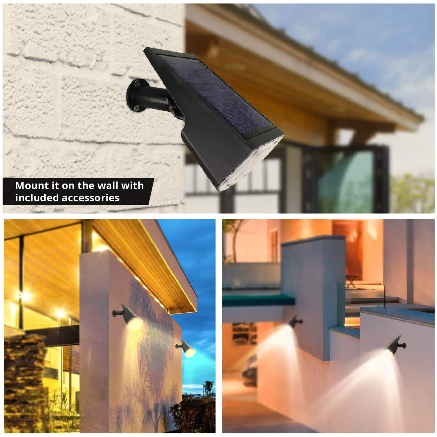 20 Pack WBM Smart Solar Landscape Spotlights - IP65 Waterproof Wireless Outdoor Solar Lights for Yard, Garden, Driveway, Porch - Energy Efficient LED Solar Powered Wall Lights for Pathway & Patio Lighting