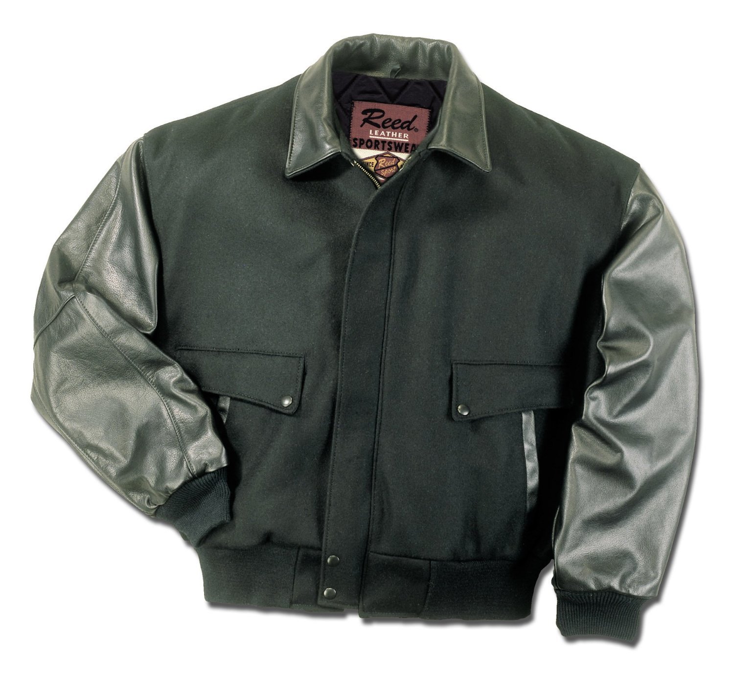 REED Men's Genuine Leather & Wool Bomber Jacket - Premium USA Made Winter Coat for Casual Wear & Outdoor Adventures