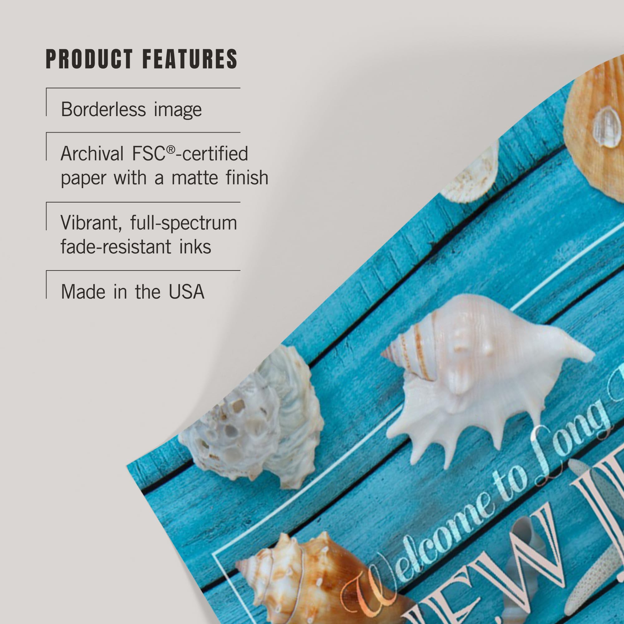 Lantern Press 36x54 Inch Giclee Art Print - Long Beach Island New Jersey Coastal Wall Decor with Seashells | Perfect for Beach House, Living Room & Office Decor