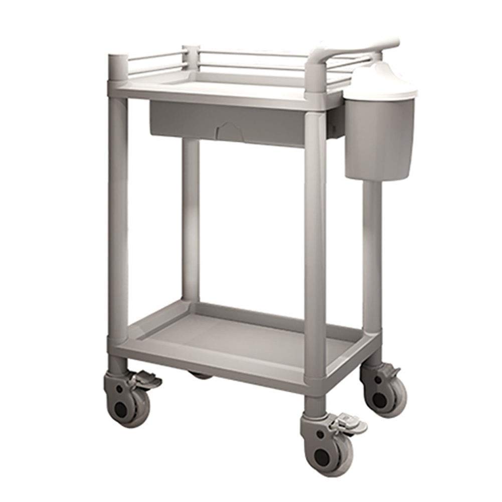 FLYIFE 2-Tier Movable Hand Truck Storage Cart with Drawer & Dirt Bucket - 100kg Capacity Kitchen Utility Cart with Brake Wheels | Perfect for Restaurant, Salon, Warehouse & Home Organization