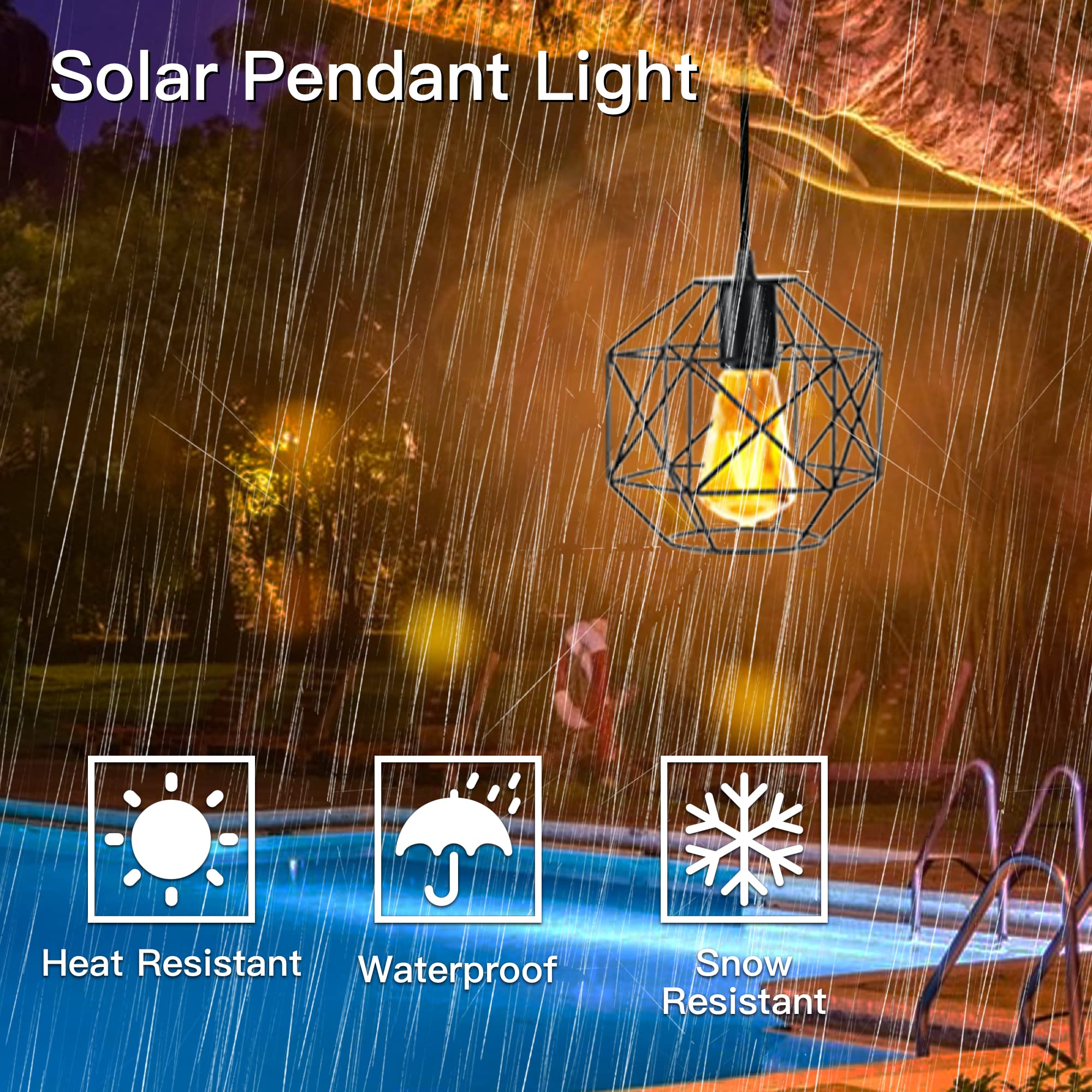 Solar Hanging Lights Waterproof for Outdoor & Indoor - Home, Shed, Garage