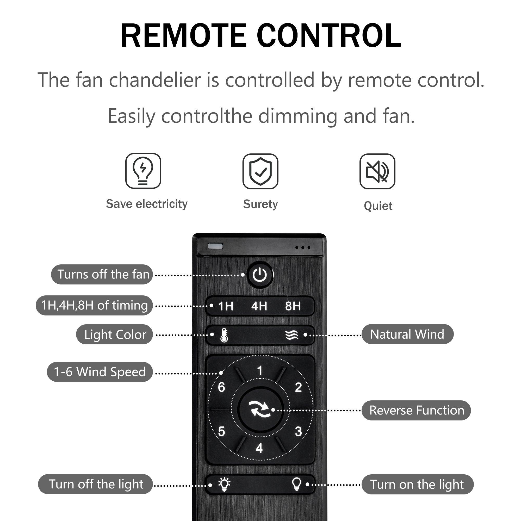 26.8 Inch Crystal Chandelier Ceiling Fan with Remote Control - 3 ABS Blades & 4 Light Fixtures (Bulbs Not Included) - Perfect for Living Room, Bedroom, and Dining Room Lighting