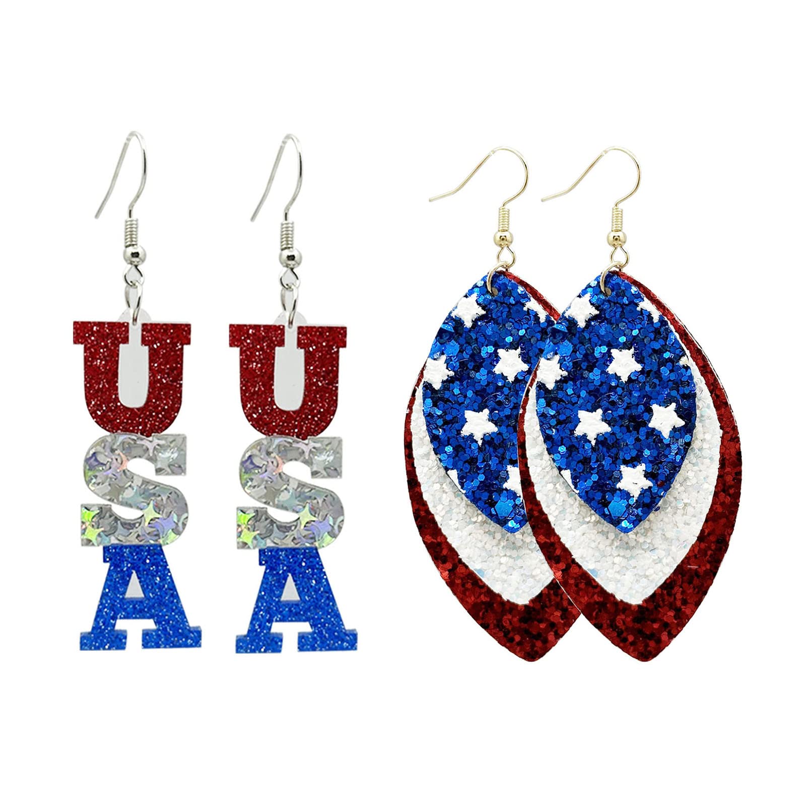 Patriotic American Flag Earrings for Women - Red White and Blue Dangle Earrings - 4th of July Independence Day Jewelry - Perfect for Parties, Festivals and Patriotic Events