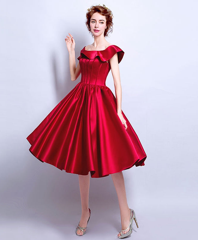 Elegant Burgundy Satin Short Prom Dress for Women - Sexy Homecoming Evening Gown for Party, Dinner Date & Special Occasions