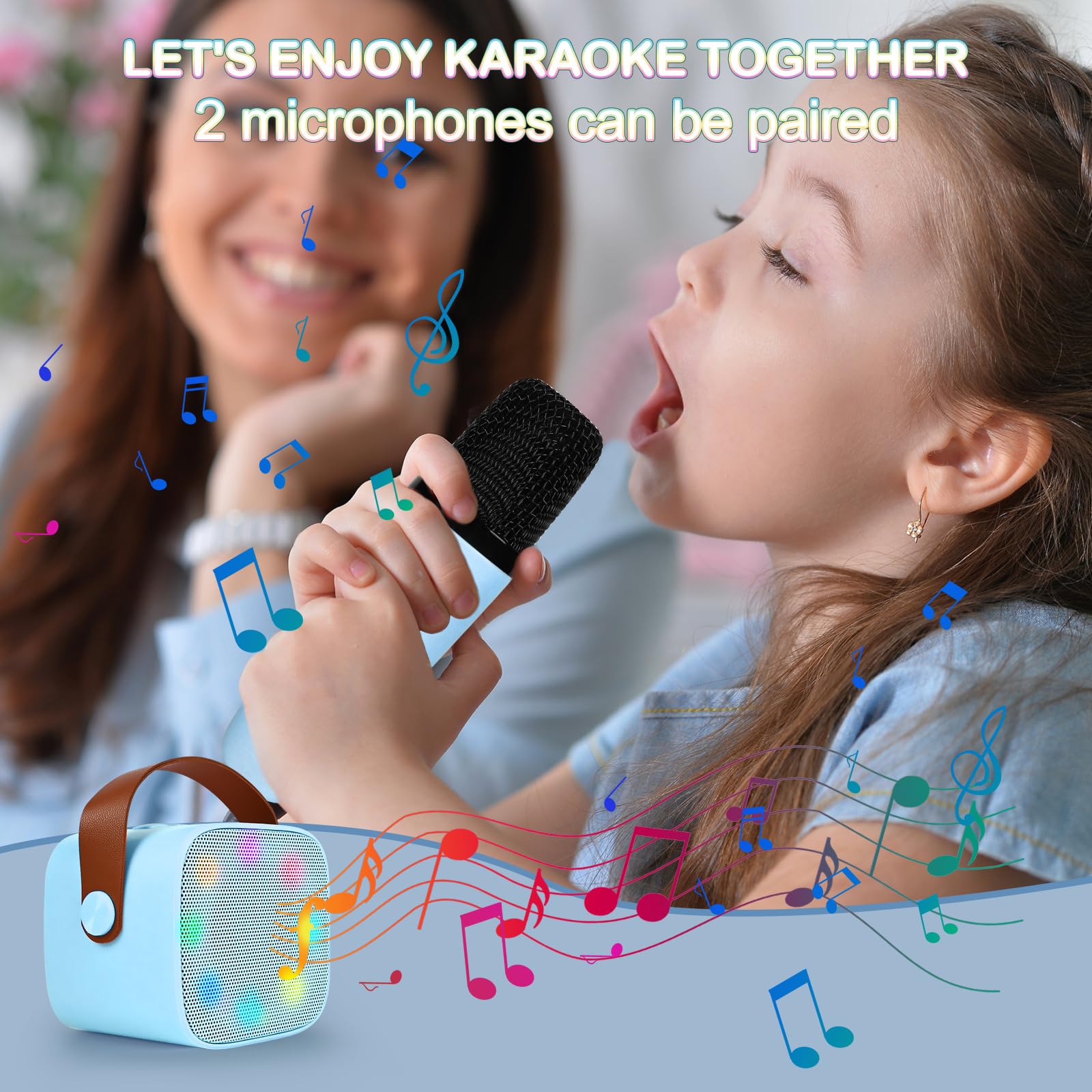 **Comius Sharp Wireless Karaoke Microphone with 2 Mics – Kids Microphone, Home Party Karaoke Machine, Birthday Gift for Boys & Girls – Perfect for Family Gatherings & Sing-Along Fun (Blue)**