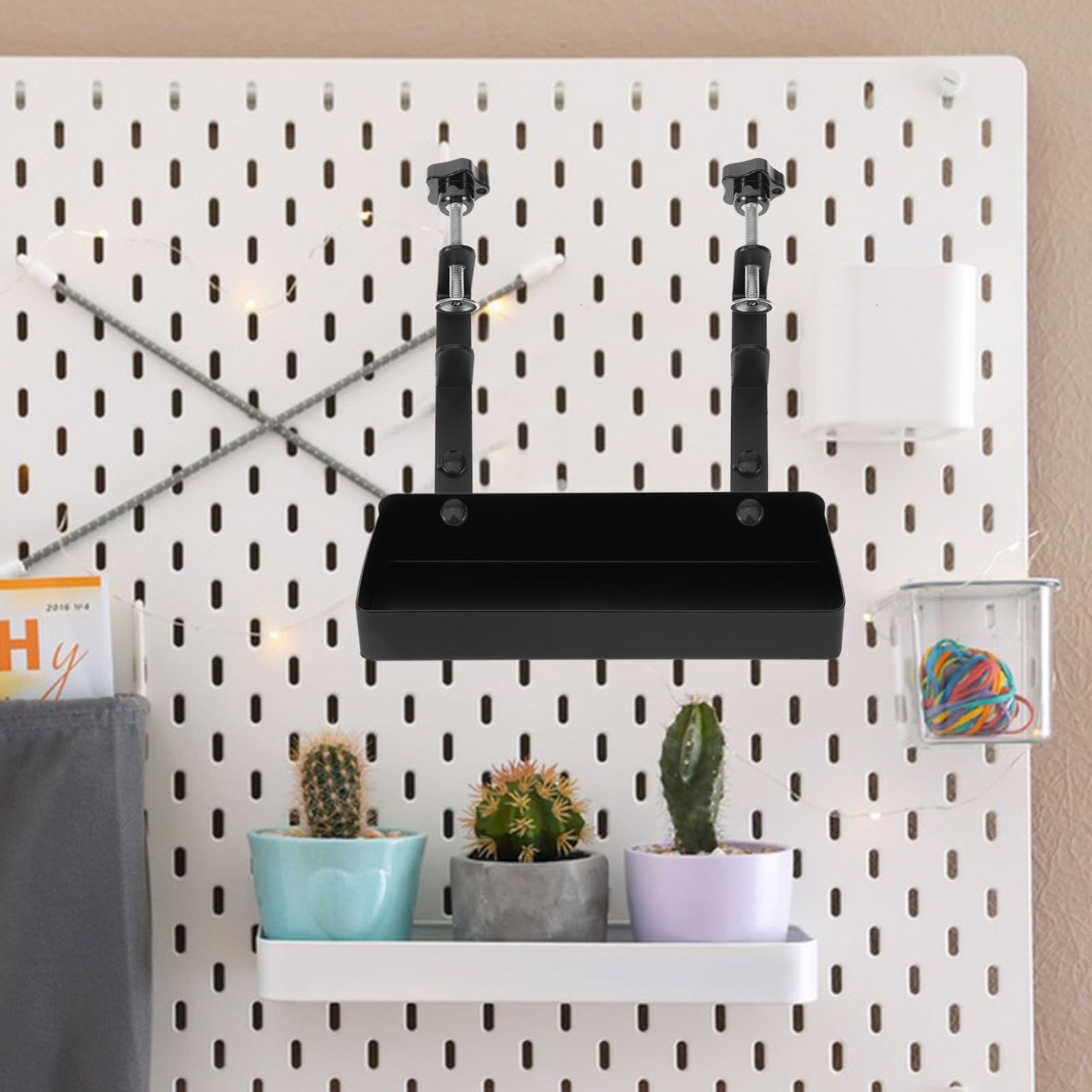 DOITOOL 1 Set Metal Perforated Board Storage Rack with Pegboard Hooks - Organize Tools, Craft Supplies & Hardware for Garage, Workshop, or DIY Projects
