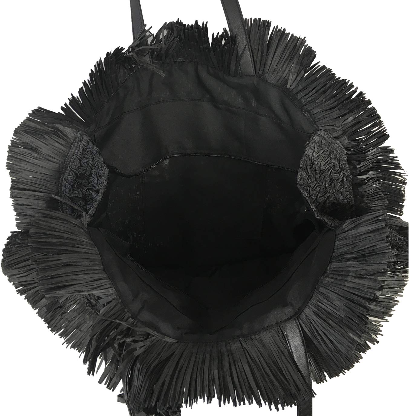 Alex Max Women's Round Fringe Trim Straw Beach Bag - Fashionable Summer Tote for Vacation, Pool Party, and Outdoor Adventures