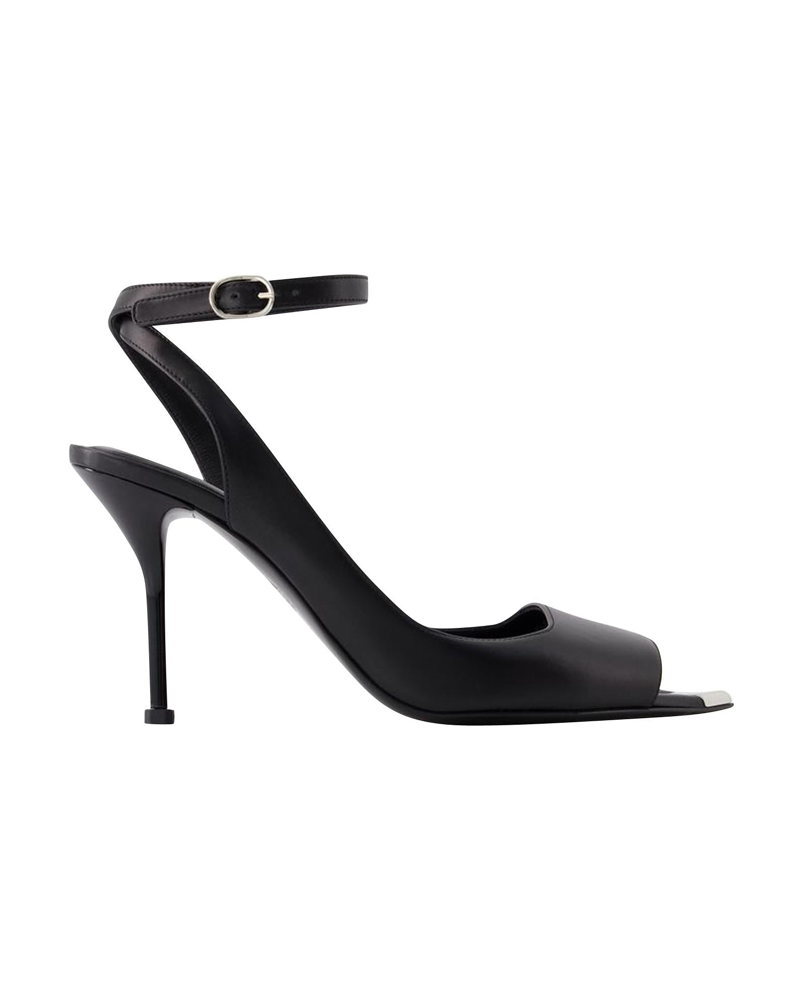 Black & Silver Punk Leather Sandals for Women - Edgy Gothic Fashion Footwear - Perfect for Concerts, Festivals, and Alternative Street Style