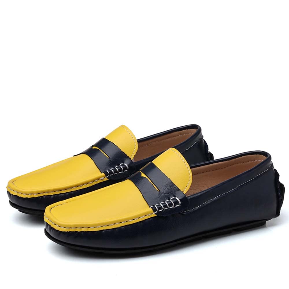 Premium Men's Cowhide Leather Penny Loafers - Slip-On Dress Driving Moccasins & Casual Boat Shoes for Business, Office, and Weekend Wear