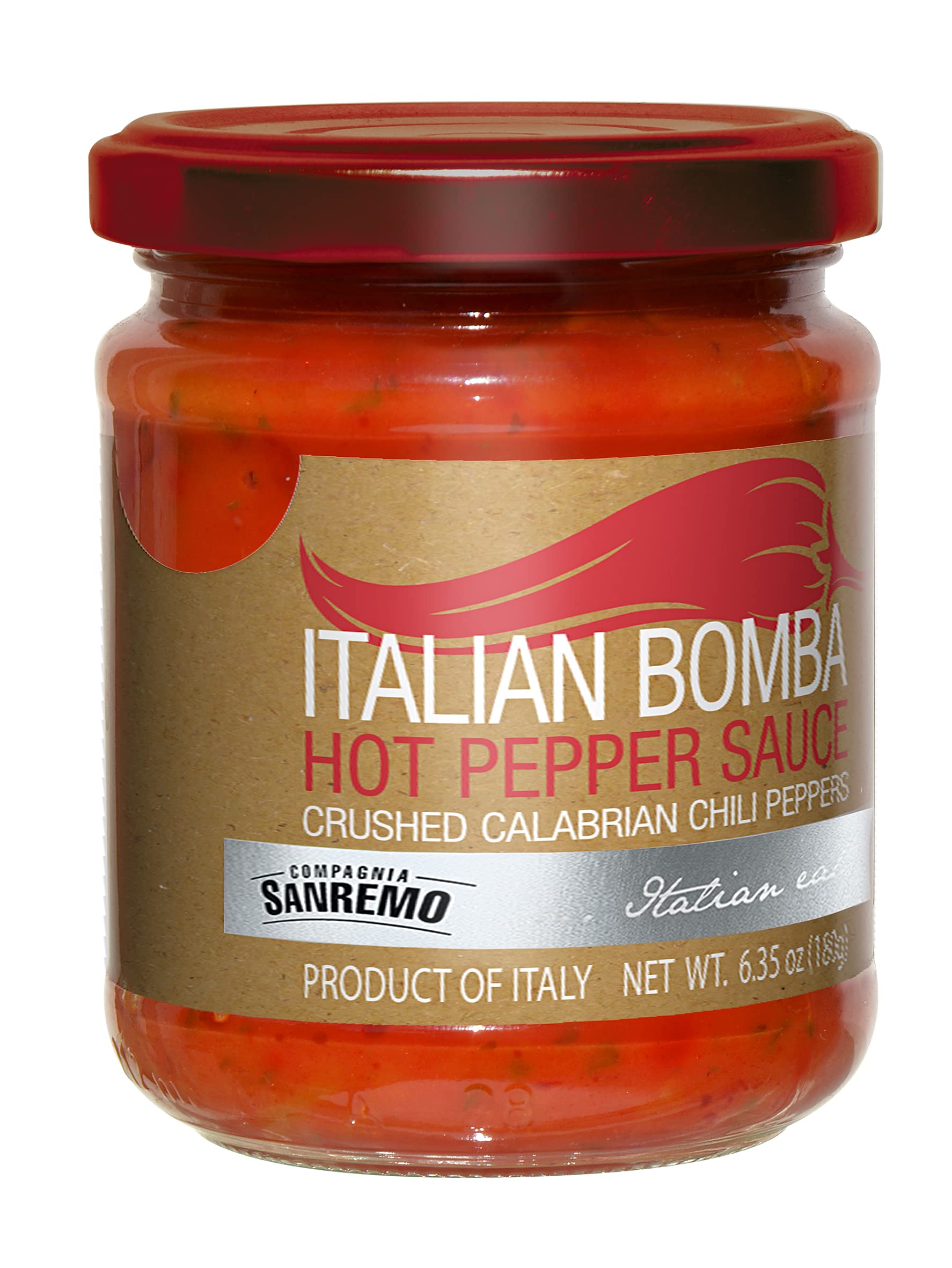 Authentic Italian Bomba Hot Pepper Sauce - Spicy Crushed Calabrian Chili Peppers for Pasta, Pizza & Sandwiches - Premium Gourmet Condiment